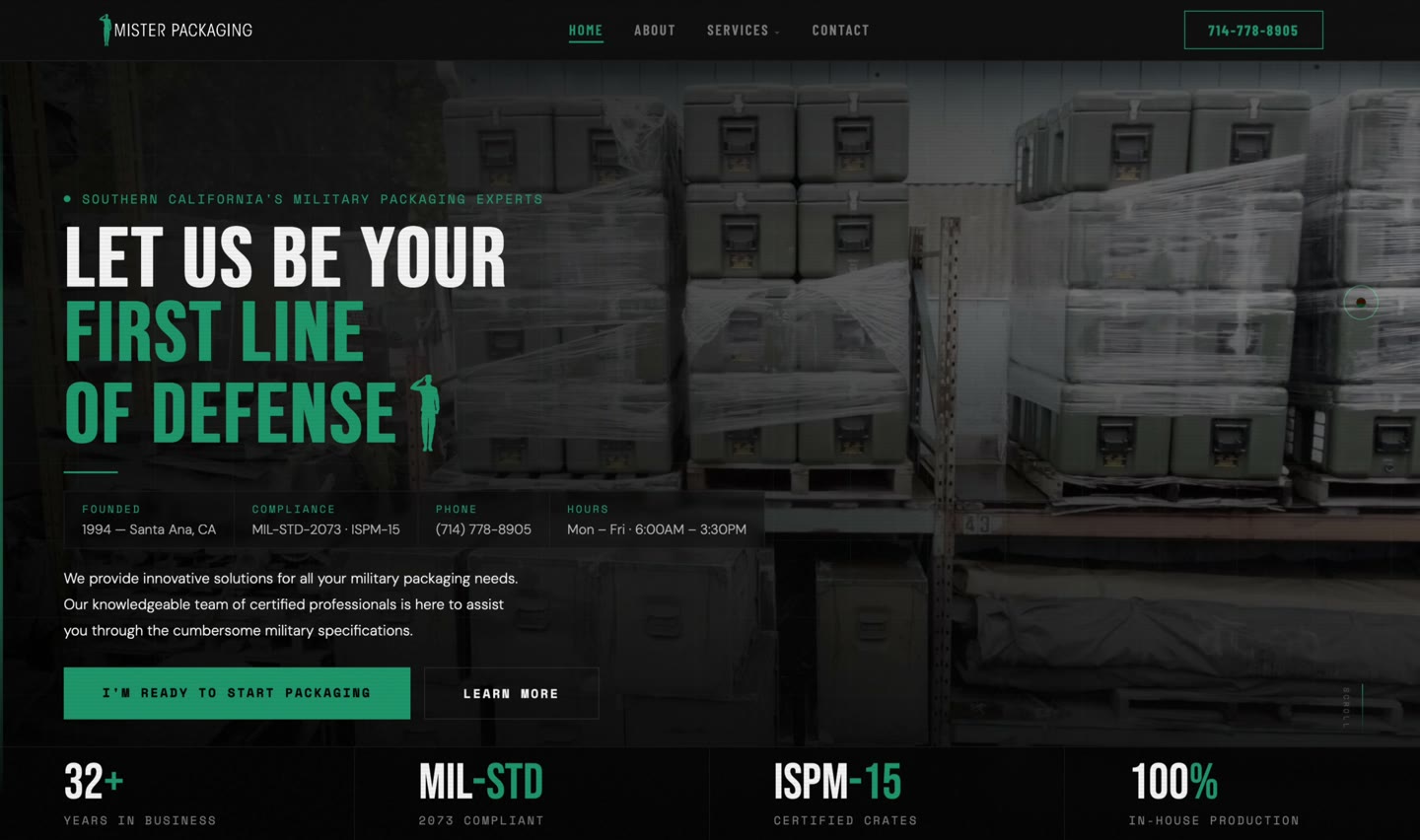 Mister Packaging website preview
