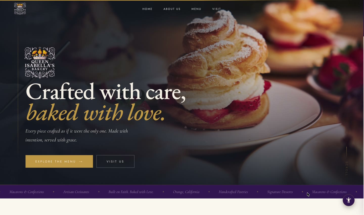 Queen Isabella's Bakery website preview